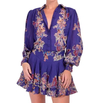 Hemant & Nandita Linen Organza Boho Shirt In Midnight Blue