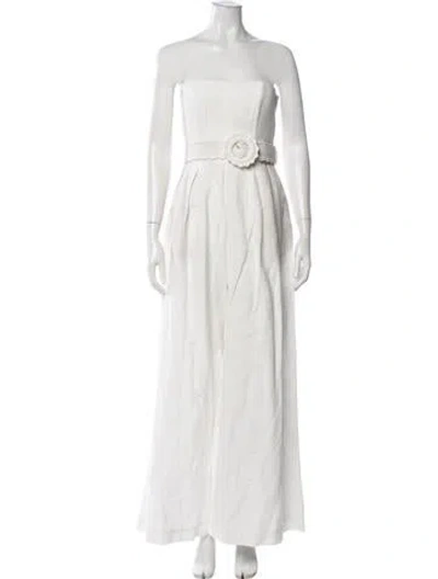 Pre-owned Hemant & Nandita Linen Strapless Jumpsuit In White