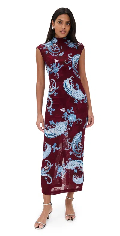 Hemant & Nandita Long Dress Merlot In Multi