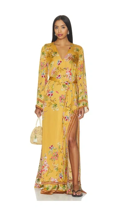 Hemant & Nandita Maxi Kaftan With Belt In Metallic Gold