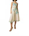 Hemant & Nandita Midi Dress With Bucket Belt In White Floral In Neutral