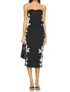 Hemant & Nandita Midi Dress With Tie Up Belt In Black In Black