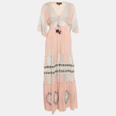 Hemant & Nandita Multicolor Cotton Lace Detail Maxi Dress In Pink
