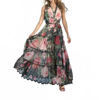 Hemant & Nandita Naaz Long Dress In Black In Multi