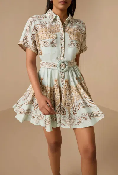 Hemant & Nandita Navi Mini Dress In Blue Brown