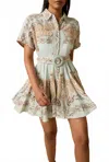 Hemant & Nandita Navi Short Dress With Buckle Belt In Green In Neutral