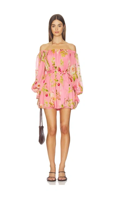 Hemant & Nandita Off Shoulder Romper With Tie Up Belt In Pink