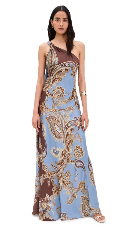 Hemant & Nandita One Shoulder Long Dress Cornflour Blue