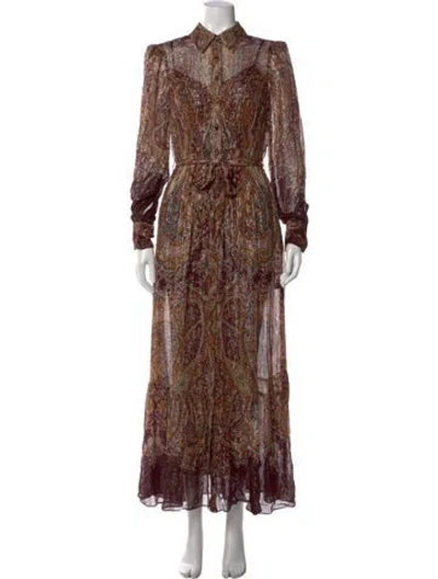 Pre-owned Hemant & Nandita Paisley Print Long Dress W/ Tags In Multi