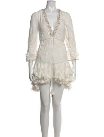 Pre-owned Hemant & Nandita Patterned Mini Dress In Neutral