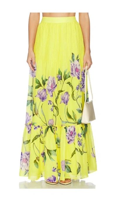 Hemant & Nandita Pintuck Maxi Skirt In Yellow