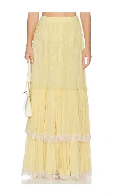Hemant & Nandita Pintuck Maxi Skirt In Yellow