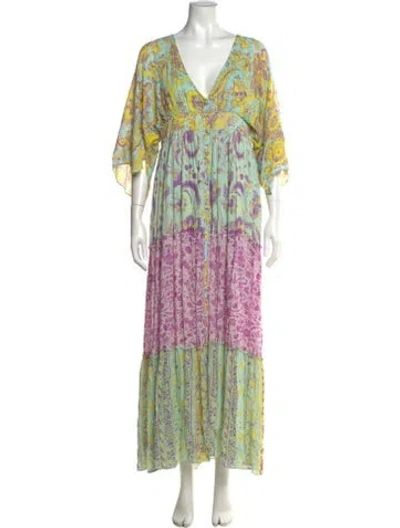 Pre-owned Hemant & Nandita Printed Long Dress In Blue