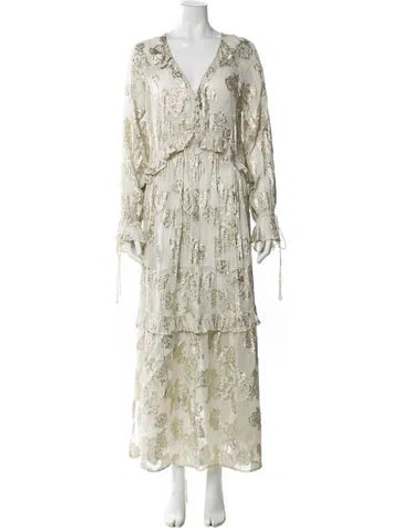 Pre-owned Hemant & Nandita Printed Long Dress In Multi