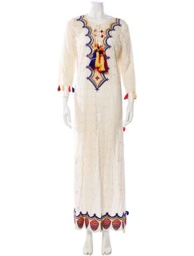 Pre-owned Hemant & Nandita Printed Long Dress In Neutral