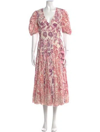 Pre-owned Hemant & Nandita Printed Long Dress In Pink