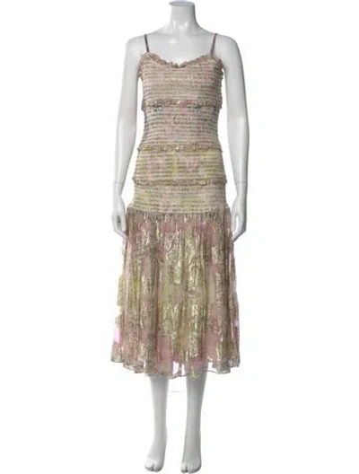 Pre-owned Hemant & Nandita Printed Long Dress In Purple
