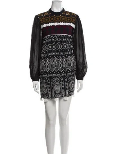 Pre-owned Hemant & Nandita Printed Mini Dress In Black
