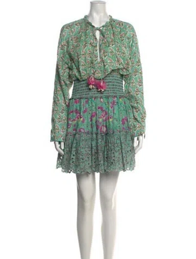 Pre-owned Hemant & Nandita Printed Mini Dress In Green