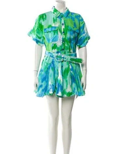 Pre-owned Hemant & Nandita Printed Mini Dress W/ Tags In Green