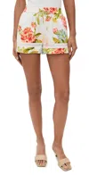 Hemant & Nandita Printed Shorts With Lace Multi In White