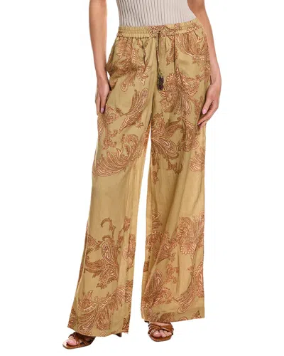 Hemant & Nandita Pull-on Linen-blend Pant In Yellow