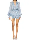 Hemant & Nandita Romper With Tie Belt In Powder Blue In Blue