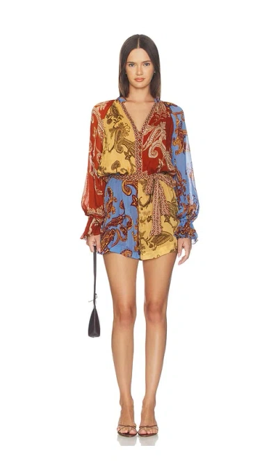 Hemant & Nandita Romper With Tie Belt In Multi