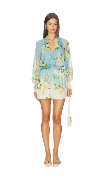 Hemant & Nandita Romper With Tie Up Belt In Blue