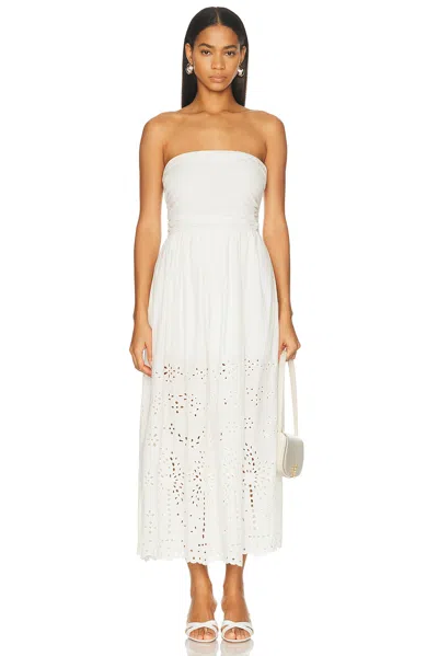 Hemant & Nandita Ruched Bodice Midi Dress In White