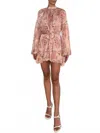 Hemant & Nandita Ruffle Mini Dress With Tie Belt In Pink/white In Brown