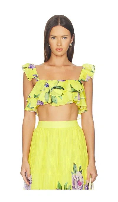 Hemant & Nandita Ruffle Top In Yellow