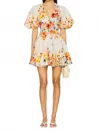 Hemant & Nandita Saba Short Dress In Ivory Floral In Multi