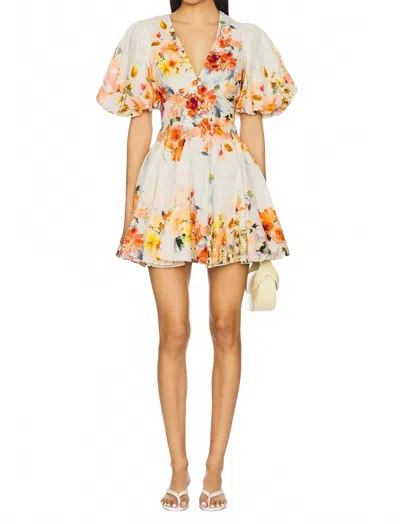 HEMANT & NANDITA SABA SHORT DRESS IN IVORY FLORAL