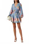 Hemant & Nandita Short Dress With Braided Belt In Pink Blue Mix In Blue