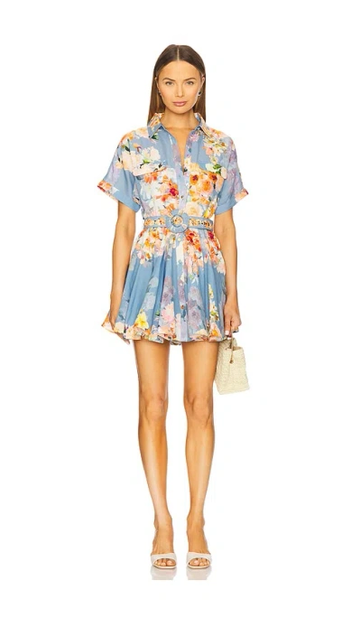 Hemant & Nandita Short Dress With Buckle Belt In Blue