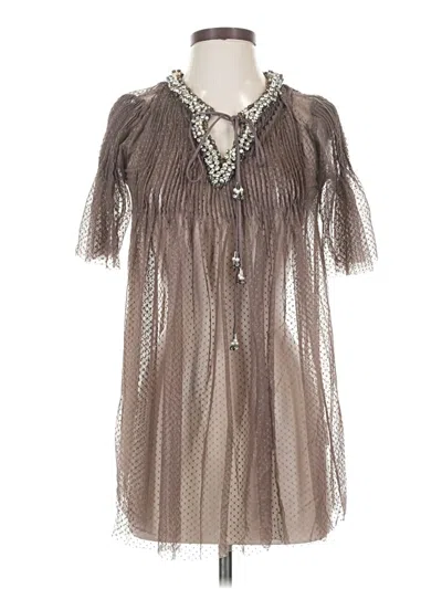 Pre-owned Hemant & Nandita Short Sleeve Blouse In Brown