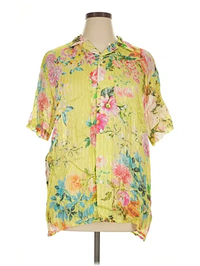 Hemant & Nandita Short Sleeve Blouse In Yellow