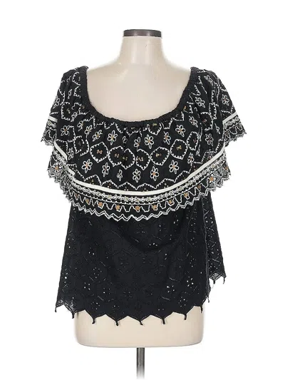 Pre-owned Hemant & Nandita Short Sleeve Top Black Sweetheart Neckline Tops