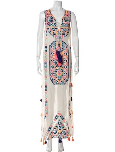 Pre-owned Hemant & Nandita Silk Long Dress In Neutral