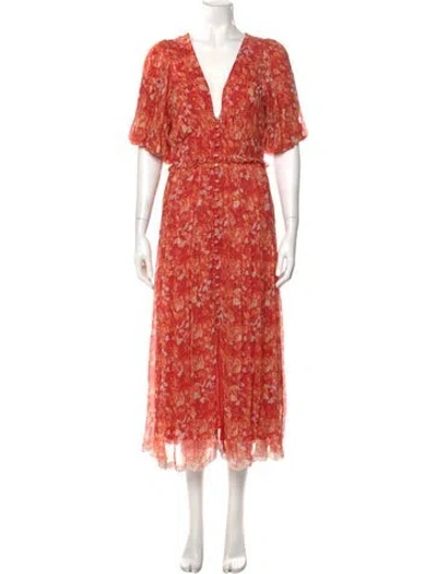 Pre-owned Hemant & Nandita Silk Long Dress In Orange