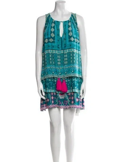 Pre-owned Hemant & Nandita Silk Mini Dress In Blue