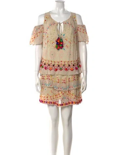 Pre-owned Hemant & Nandita Silk Mini Dress In Neutral