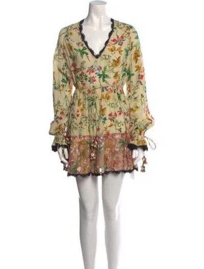 Pre-owned Hemant & Nandita Silk Mini Dress In Yellow