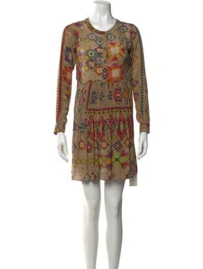 Pre-owned Hemant & Nandita Silk Mini Dress In Yellow