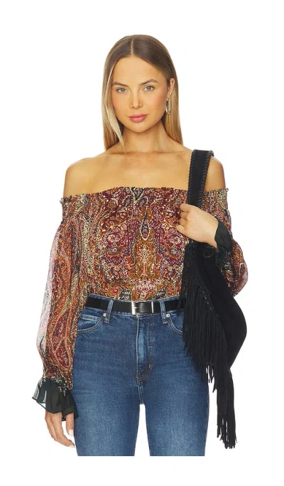 Hemant & Nandita Smocked Detailed Off Shoudler Top In Multi