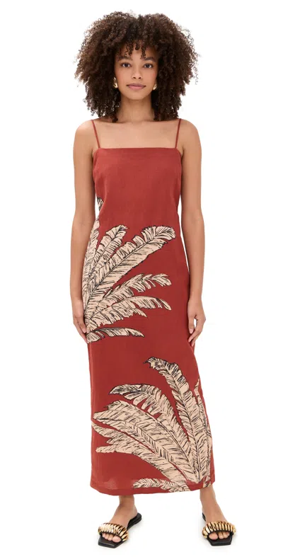 Hemant & Nandita Strappy Midi Dress Terracotta In Brown