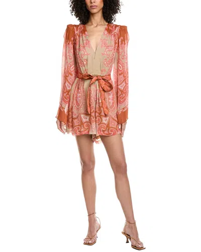 Hemant & Nandita Tie Belt Romper In Brown