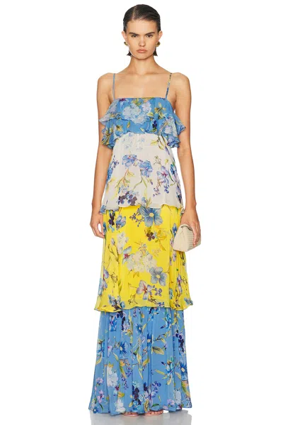 Hemant & Nandita Tiered Maxi Dress In Gold