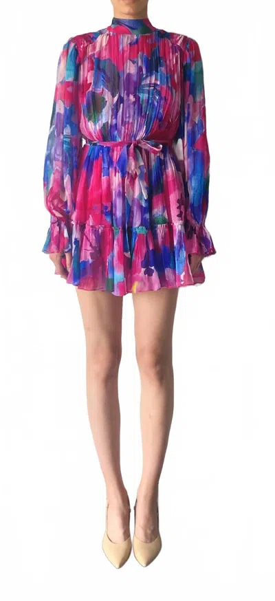 Hemant & Nandita Vesa Dress With Tie Up Belt In Pink Multi